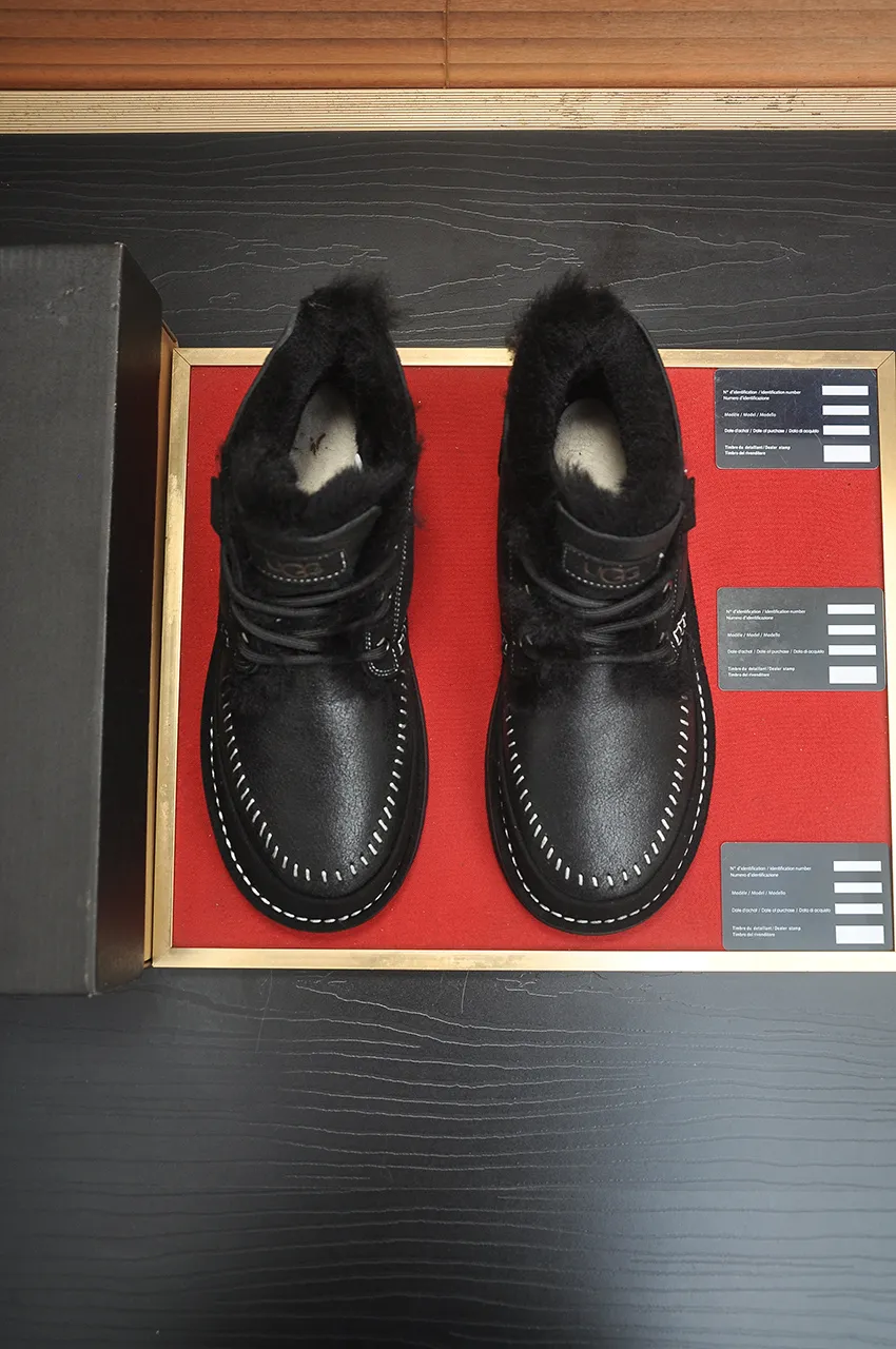 Men's shoes 💰640💶 [UGG] (full wool lining) top-end high-quality fur-in-one warm snow boots from Australia's warm luxury brand men's shoes, UGG-5877 official website synchronized, made of imported cowhide, carefully sewn...Imported rubber foam outsole (comfortable, soft, wear-resistant) The quality is really great...Exquisite workmanship, you can't put it down at first sight, available in sizes 39-44